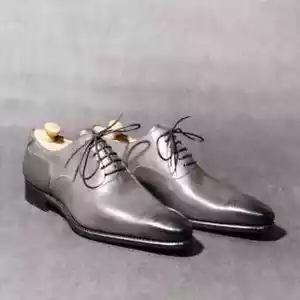 New Handmade Oxford Leather Gray Formal Lace Up Brogue Dress Shoes For Men 7-8-9 - Picture 1 of 4