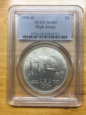 1996-D High Jump Comm. Silver Dollar  PCGS MS69 - Image 1 of 2