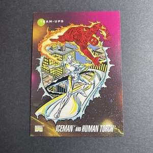 1992 Impel Marvel Universe #82 ICEMAN AND HUMAN TORCH - Picture 1 of 2