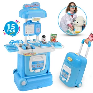 Ondekt Kids Doctor Set, 15 Pieces Playset On Trolley, Small Suitcase - Picture 1 of 8