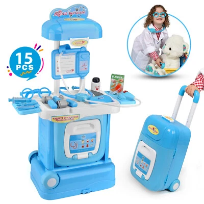 Ondekt Kids Doctor Set, 15 Pieces Playset On Trolley, Small Suitcase - Image 1 of 4