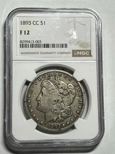 1893-CC Morgan Silver Dollar NGC F12 Nice Original Key Date - Picture 1 of 4