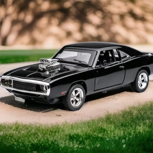 1:32 1970 Dodge Charger Diecast Fast & Furious Dom's Car w/Light Sound Pull-Back - Picture 1 of 16
