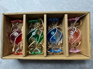 ANTHROPOLOGIE handbemalt Glas Süßigkeiten WEIHNACHTSSCHMUCK Set/4 - Bild 1 von 8