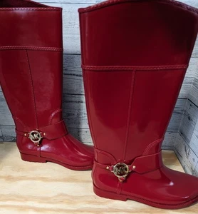 Michael Kors Brea Fulton Harness Womens Red Tall Rain Boots - Sz 10M No Box/Tag - Picture 1 of 4