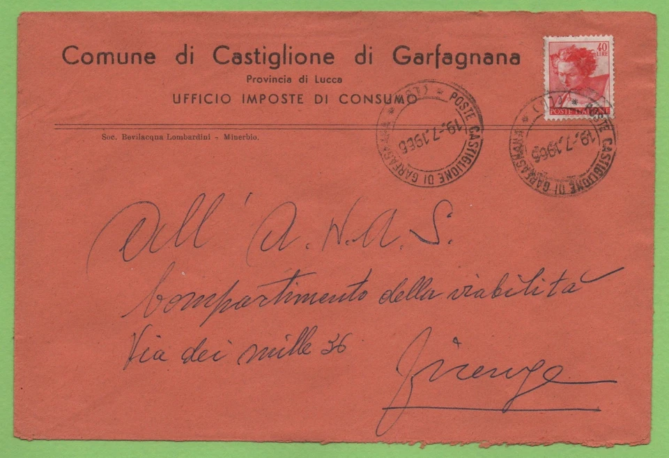 BUSTA STORIA POSTALE LOCALE COMUNE DI CASTIGLIONE GARFAGNANA N°111 PROV. LUCCA - Immagine 1 di 1