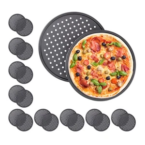 Pizzablech rund Pizza Backform Knusperblech Rundes Backblech grau 20 Stück - Bild 1 von 7