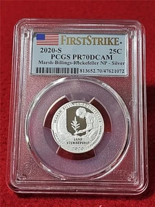 2020-S MARSH-BILLINGS-ROCKEFELLER SILVER QUARTER PCGS PR 70DCAM 1ST STRK #T5014 - Bild 1 von 2