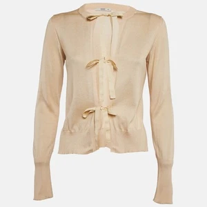 Prada Beige Cotton Knit Tie-Up Cardigan S - Picture 1 of 6