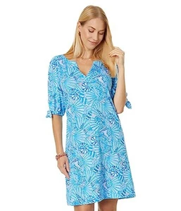 Vestido de mujer Lilly Pulitzer Easley manga corta azul Amalfi By The Seashore XL O - Imagen 1 de 3