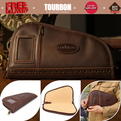 Tourbon Leather Revolver Case Soft Padded Bag Handgun Storage Pistol Safe Pouch - Image 1 of 4