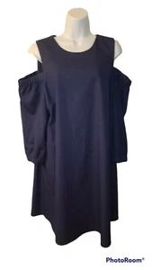 Vestido halógeno azul manga abierta para mujer XL pequeño manga 3/4" mezcla poliéster - Imagen 1 de 9