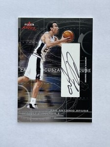 2003-04 Manu Ginobili Fleer Focus Auto 03/50 Cut Signature HOF
