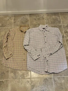 ORVIS Men's Large Collared Button Down Dress Shirt Lot Of 2 Checkered L/S - Picture 1 of 10