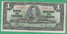 1937 Bank Of Canada 1 Dollar Bill- Coyne/ Towers- Lightly circulated~ Nice!