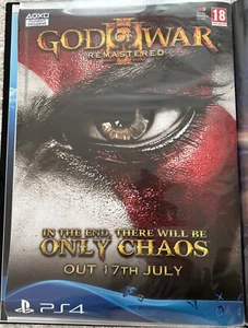 God of War III 3 Remastered RARE PS4 42cm x 59cm Promotional Poster - Picture 1 of 2