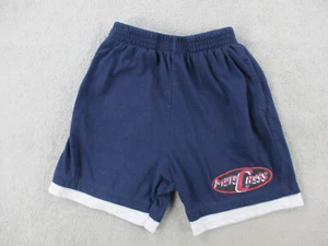 VINTAGE Motocross Shorts Boys Medium 5/6 Blue Sweat Elastic Graphic Print 90s - Picture 1 of 10