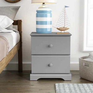 Wood 2 Drawer Nightstand, Gray - Picture 1 of 12