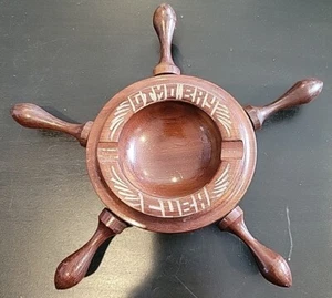 GUANTANAMO BAY CUBA Carved Ship Wheel Ashtray Military Prison GTMO - Picture 1 of 3