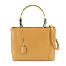 Christian Dior Maris Pearl Hand Shoulder Bag Leather Beige 90229596