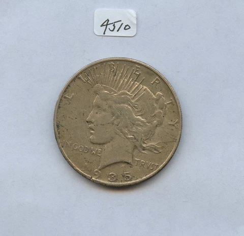 Error 1935-S Peace Dollar  (#4510) Small Planchet Crack Thru Date Cover