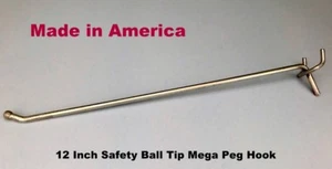 (100 PACK) 12 Inch All Metal Mega Peg Kit or Garage Shelf Hanger Pegboard Hooks - Picture 1 of 7