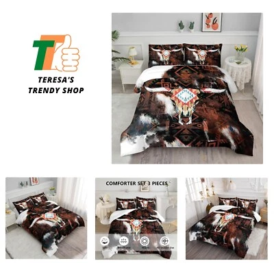 Juego de cama Western Queen, Highland Cow Edredón Southwestern Juego de cama, Boh... Foto 1 de 4