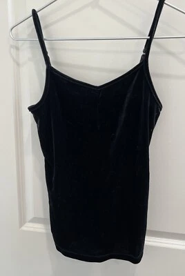 Aerie Women’s Size M Black Spaghetti Strap Camisole Top Velvet — 第 1/4 张图片