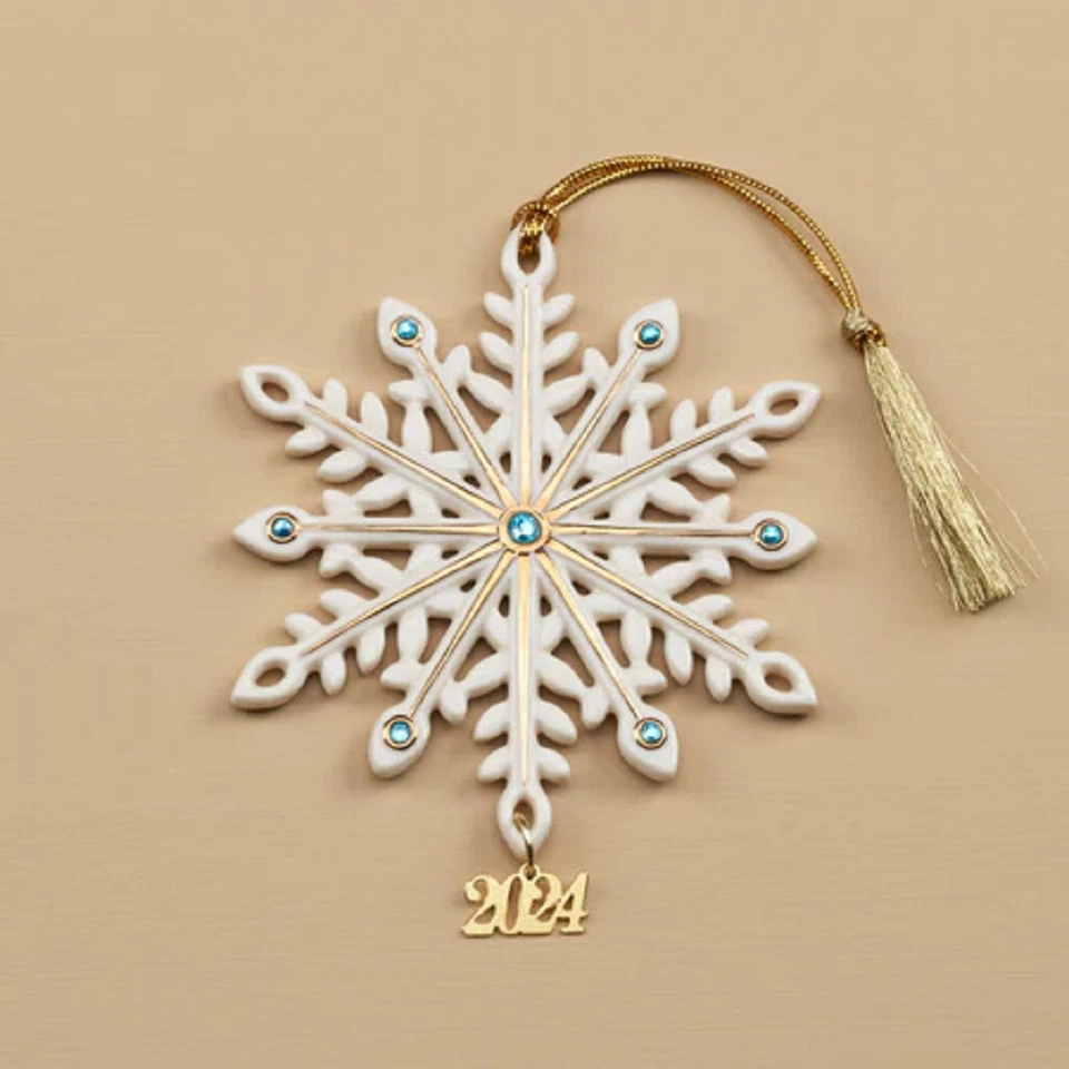 Lenox China 2024 GEMMED SNOWFLAKE Ornament - 895756 - N/O - Image 1 of 1