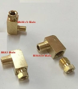 Fitting Metric M10X1 Male to Compression 4mm OD Tube 90 Deg Elbow Brass L-8DK2 - Bild 1 von 2