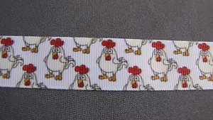 7/8" Chicken Grosgrain Ribbon - BTY - Picture 1 of 1