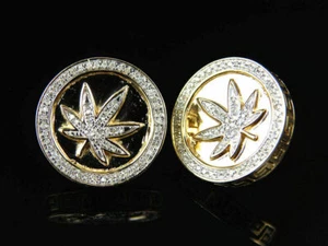 1.30 Ct Round Cut Simulated Diamond Cluster Stud Earrings 14K Yellow Gold Over - Picture 1 of 3