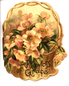 pink flowers, FLOWERS OF GRACE, motivational booklet, Tuck 802, Victorian - Picture 1 of 9