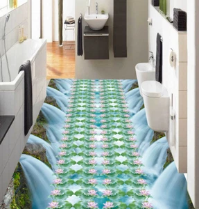 3D Creative Lotus Falls 88 Floor WallPaper Murals Wall Print Decal AJ WALL CA - Picture 1 of 6