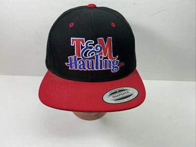 Gorra de transporte Sports Tech T&M negra roja plana Bill Trucker SnapBack StreetWear Foto 1 de 4