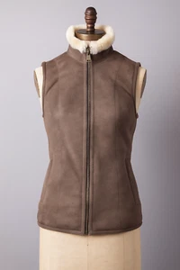 Gilet in pelle di pecora da donna in vera pelliccia di shearling gilet giacca XXS - 6XL - Foto 1 di 2