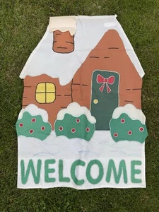 Vtg Gingerbread House Garden Flag 29 x 37 Christmas Double Sided Patio Yard - Picture 1 of 6