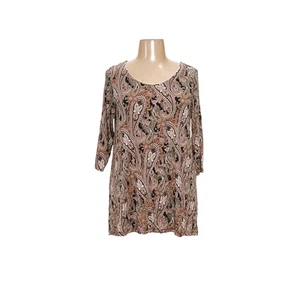 Cynthia Rowley Paisley Blouse, Gray, 1X - Picture 1 of 4