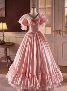 Victoria Pink Wedding Dresses Off the Shoulder Satin A Line Bridal Gowns - Picture 1 of 10