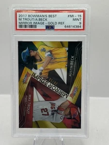 Mike Trout Austin Beck Mirror Image Gold Refractor /50 PSA 9 2017 Bowman's Best - Picture 1 of 2
