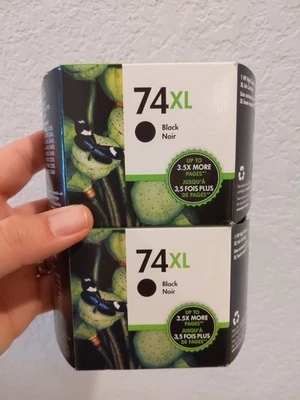 2018 Лот из 2 новых черных высокопроизводительных чернильных картриджей HP 74XL (CB336WN140) запечатанных - Изображение 1 из 3
