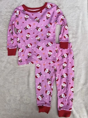 Girls 12 Month Santa Pajama Set Long Sleeve Pant 100% Cotton Holiday Christmas - Image 1 of 4