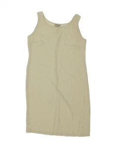 VINTAGE Womens Sleeveless Sheath Dress UK 18 XL Beige Polyester CF63 - Picture 1 of 3