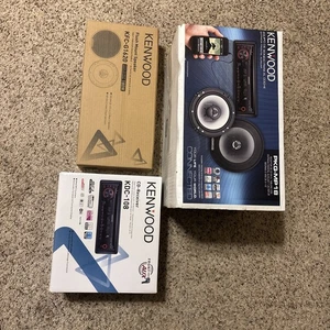 Kenwood Pkg Mp18 CD/Radio/AUX KDC-108 - 6 1/2 2 way speakers KFC-G1620 - Picture 1 of 5