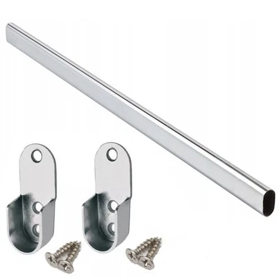 Wardrobe Oval Pole Hanging Rail Fittings 30x15mm 300-1800mm Clothes Bar Pole - Image 1 of 4