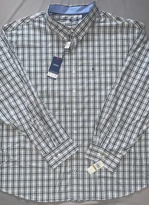 Camicia uomo IZOD Advantage Performance manica lunga con bottoni 4XL pelle di squalo nuova con etichette - Foto 1 di 9