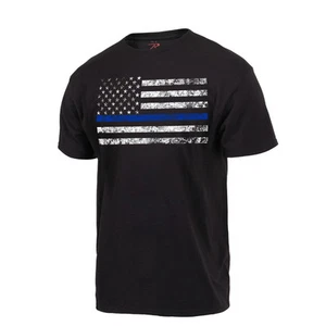 Thin Blue Line American FLAG T-Shirt Law Enforcement LEO State Police Support US - Picture 1 of 1