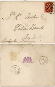GB QV 1876 COVER OFFICIAL MAUVE COAT of ARMS 1d RED Pl.165 NEWSPAPER BRANCH No.4 - Picture 1 of 3