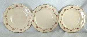 Steubenville Ivory Pink Rose Garland 6" Bread Plates Set Of 3 Elephant Backstamp - Picture 1 of 10