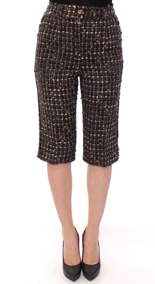 Dolce & Gabbana Multicolor Wool Gold Pattern Shorts Pants It 40 US 6